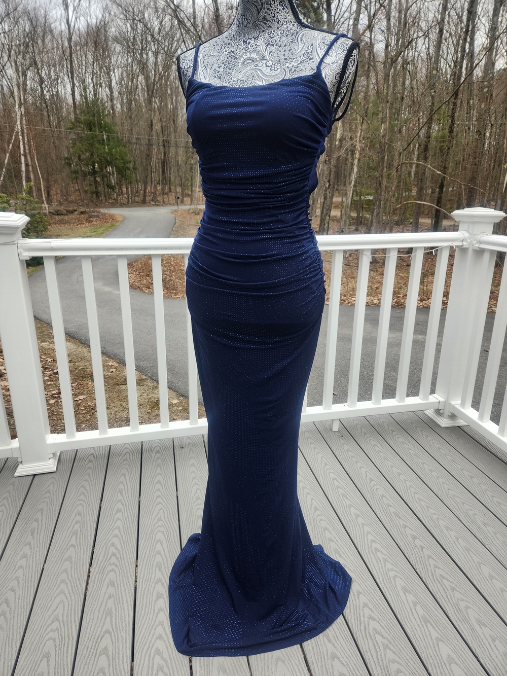 Windsor Navy Ruched Maxi Evening Dress